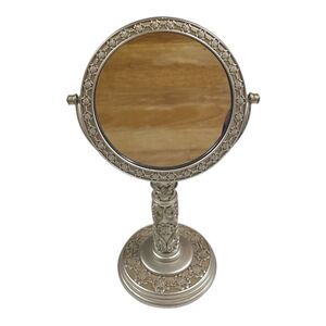 Wilson Antique Pewter Double Sided Vanity Mirror Tabletop Ornate 13”